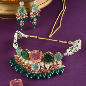 Gold Plated Stone Studded Jewellery Set