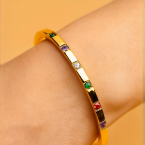 Cubic Zirconia Gold Plated Cuff Bracelet